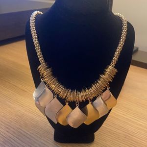 Vintage statement collar/bib/choker snake chain two tone art nouveau